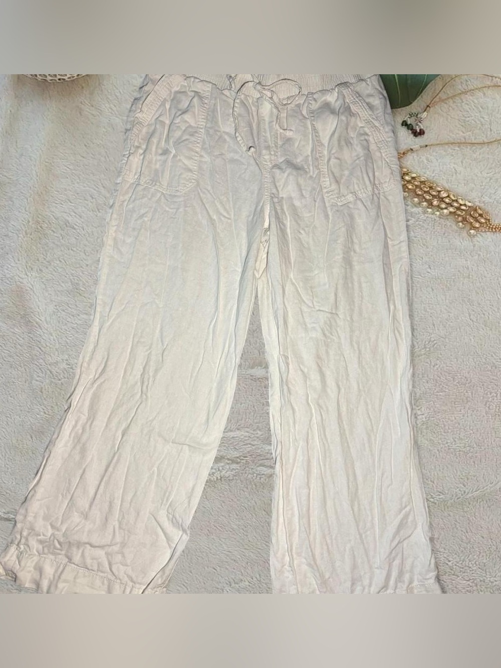Briggs Women's White Linen Casual Pants size 14
